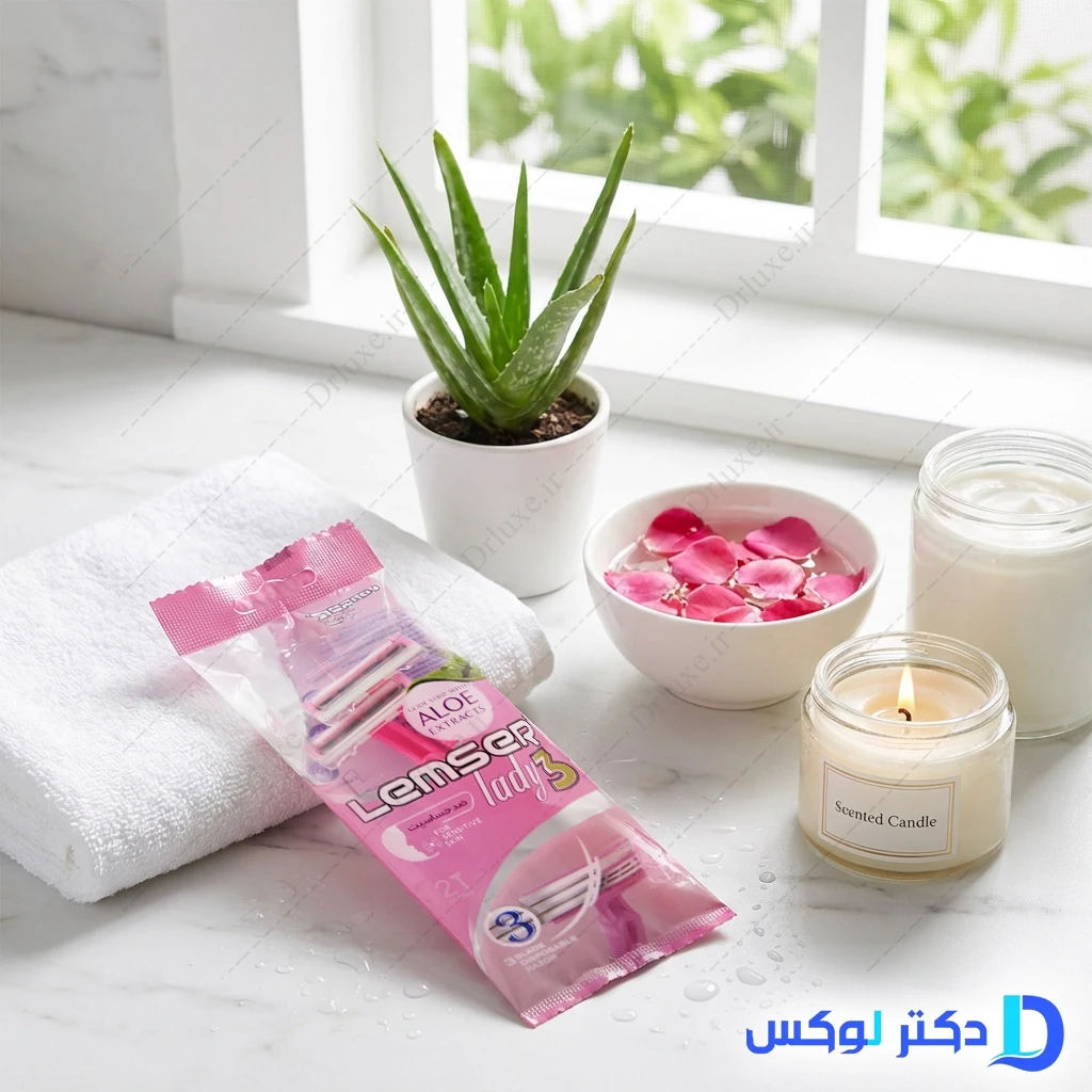 خودتراش 3 لبه لیدی صورتی لمسر 2 عدد